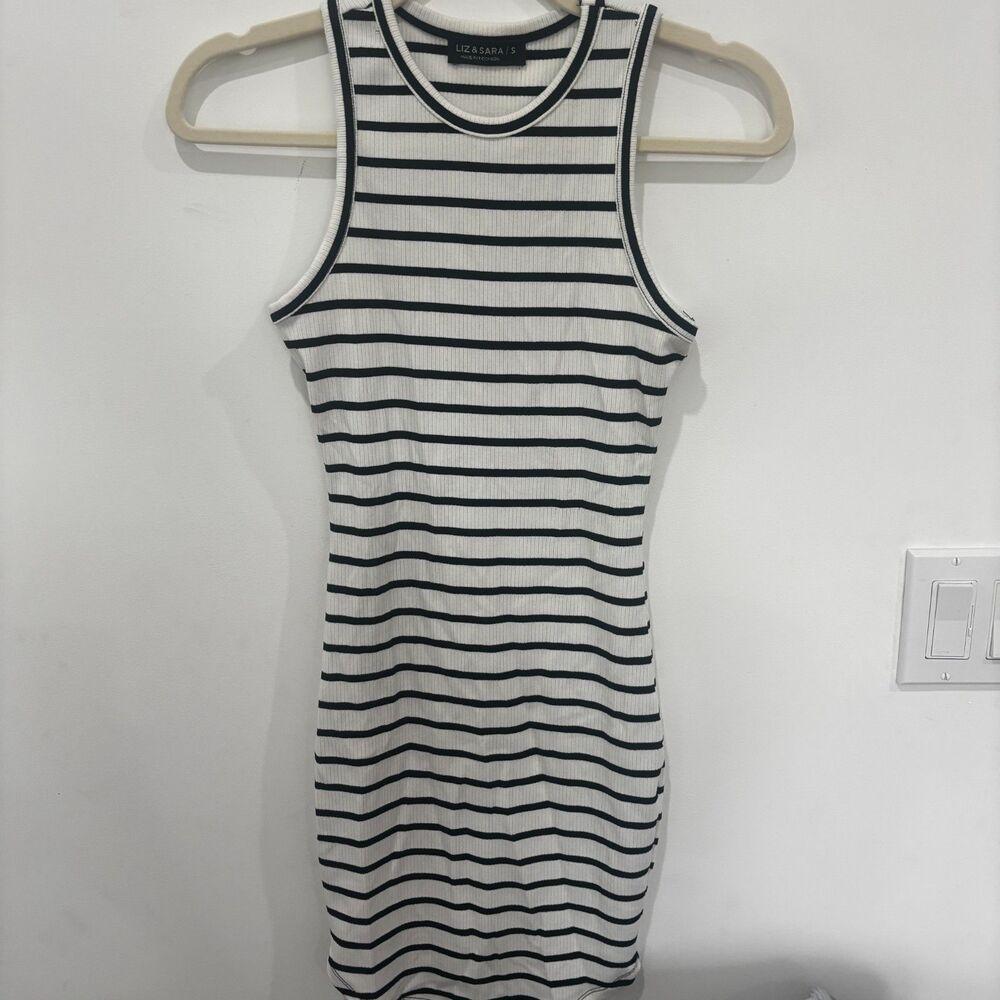 Liz & Sara Striped Ribbed Knit Mini Tank Dress Size Small